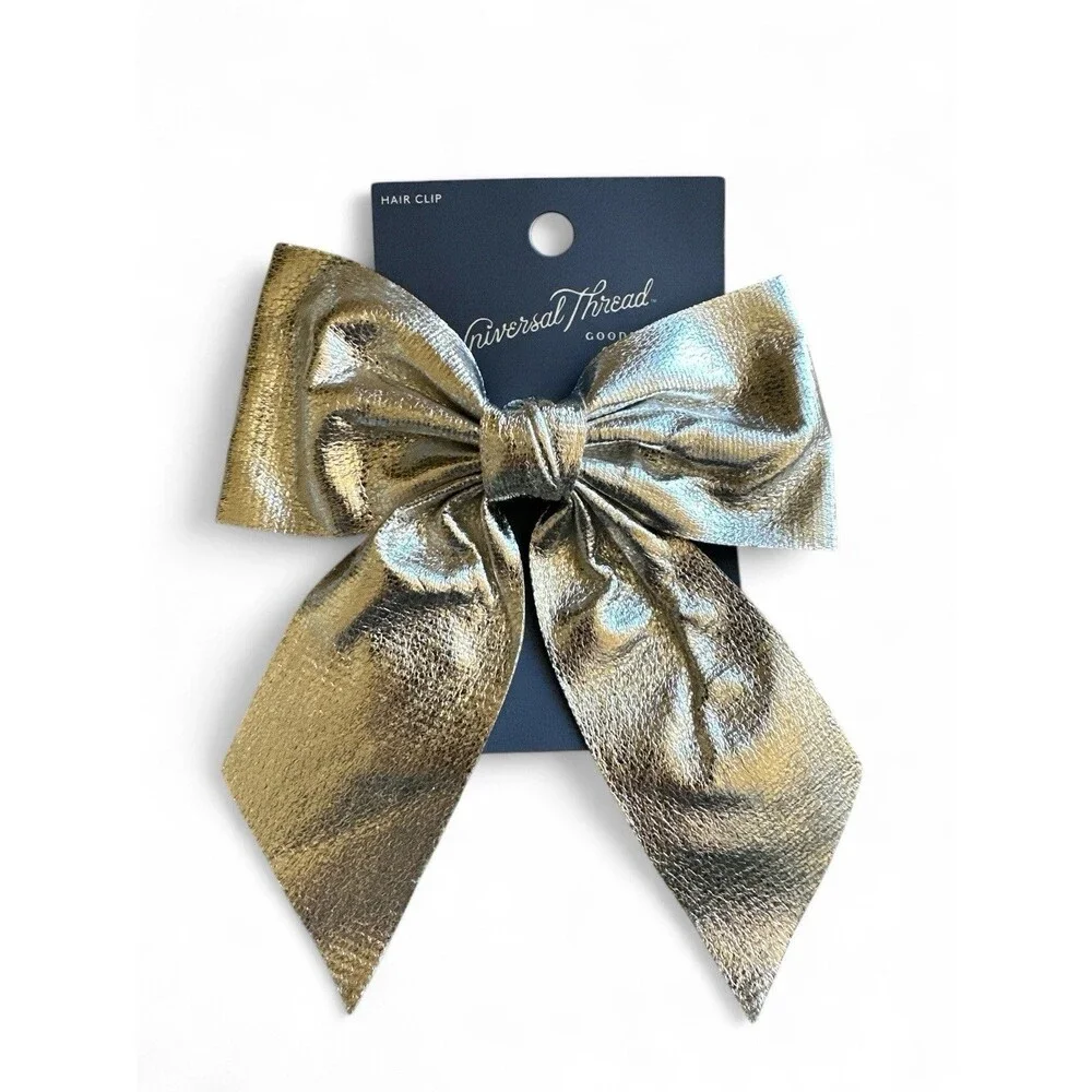 NWT 6pc Universal Thread Silver Metallic Large Hair Bows & Headbands $54 Retail
